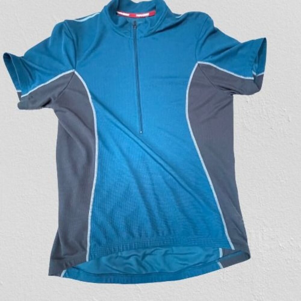 Novara Men's Blue/Gray Colorblock Half-Zip Short Sleeve Cycling Shirt Size Small